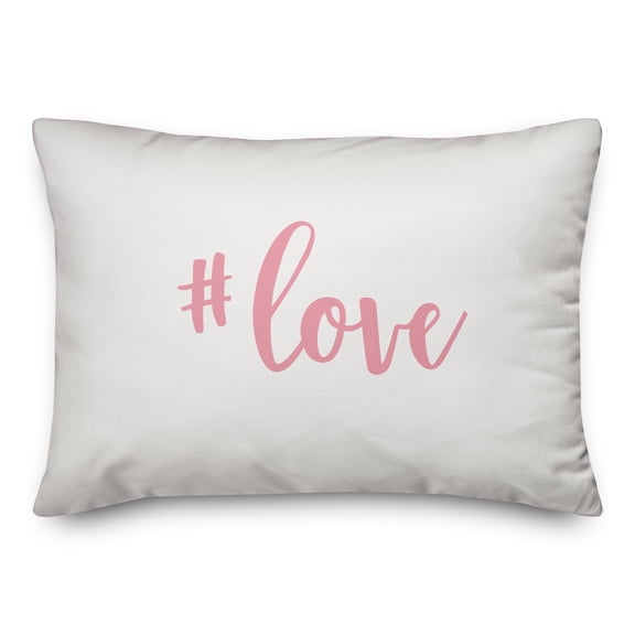 Creative Products Hashtag Love in Pink Text on White 14x20 Spun Poly Pillow