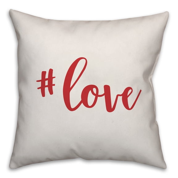 Creative Products Hashtag Love in Red Text on White 16x16 Spun Poly Pillow