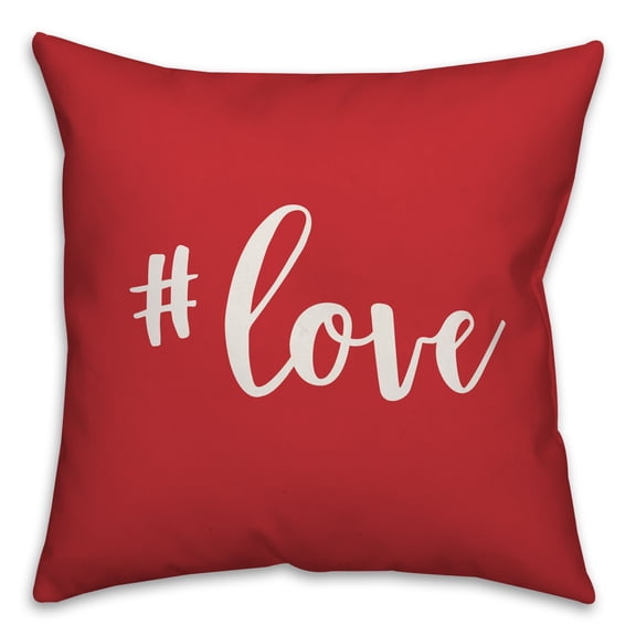 Creative Products Hashtag Love in White Text on Red 16x16 Spun Poly Pillow