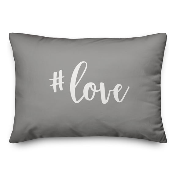 Creative Products Hashtag Love in White on Gray 14x20 Spun Poly Pillow