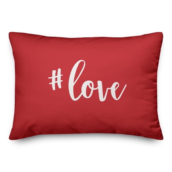 Creative Products Hashtag Love in White on Red 14x20 Spun Poly Pillow