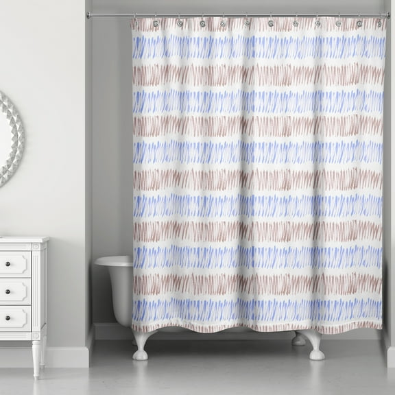 Creative Products Hatch Lines Brown And Blue 71 x 74 Shower Curtain
