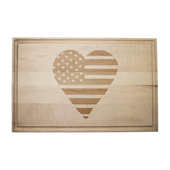 Creative Products Heart Flag 17 x 11 Maple Cutting Board