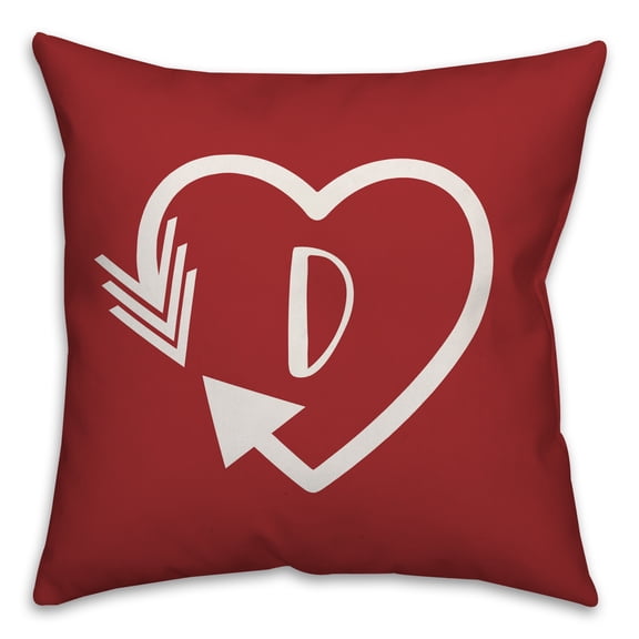 Creative Products Heart Monogram - D 18x18 Indoor / Outdoor Pillow