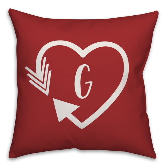 Creative Products Heart Monogram - G 18x18 Indoor / Outdoor Pillow