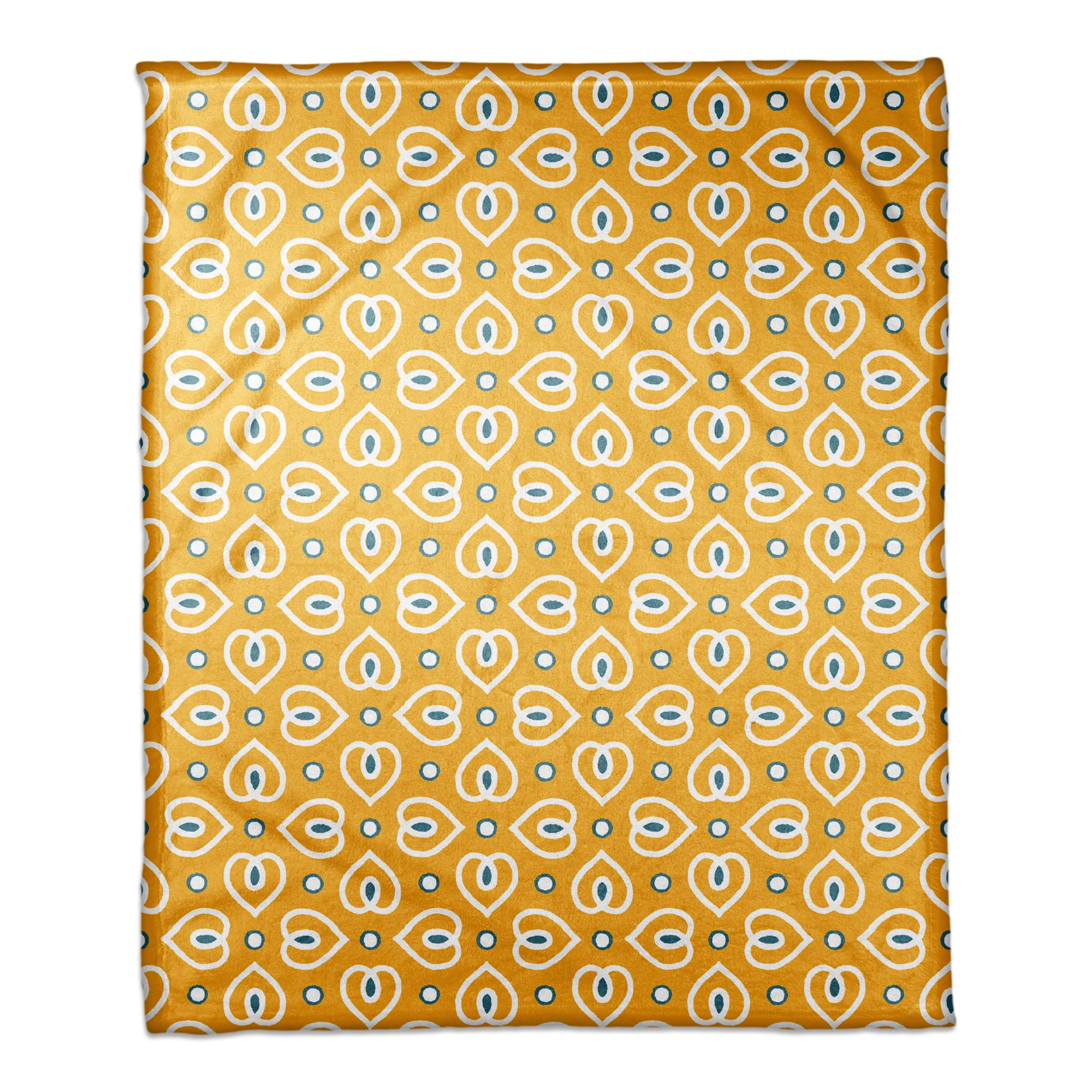 Yellow Heart Pattern Fleece Throw Blanket