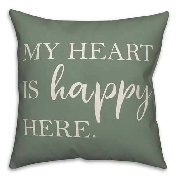 Creative Products Heart is Happy Here on Green 18x18 Indoor / Outdoor Pillow