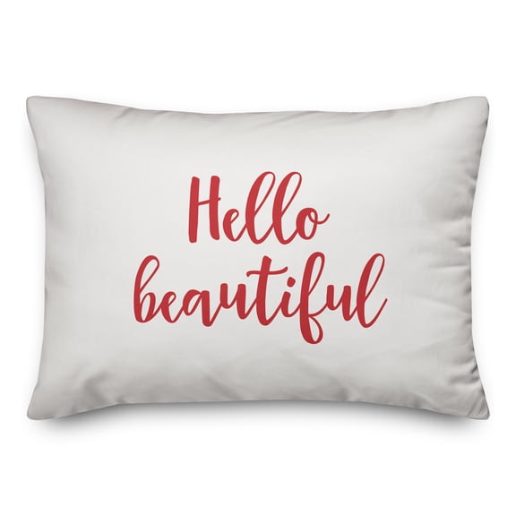 Creative Products Hello Beautiful in Red on White 14x20 Spun Poly Pillow
