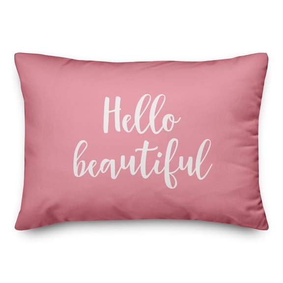 Creative Products Hello Beautiful in White on Pink 14x20 Spun Poly Pillow