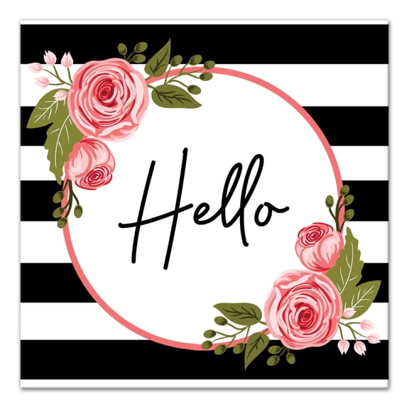 Creative Products Hello Floral Stripes 12x12 Canvas Wall Art
