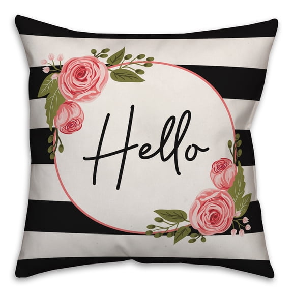 Creative Products Hello Floral Stripes 16x16 Spun Poly Pillow