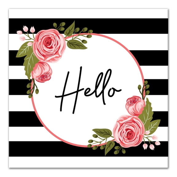 Creative Products Hello Floral Stripes 24x24 Canvas Wall Art