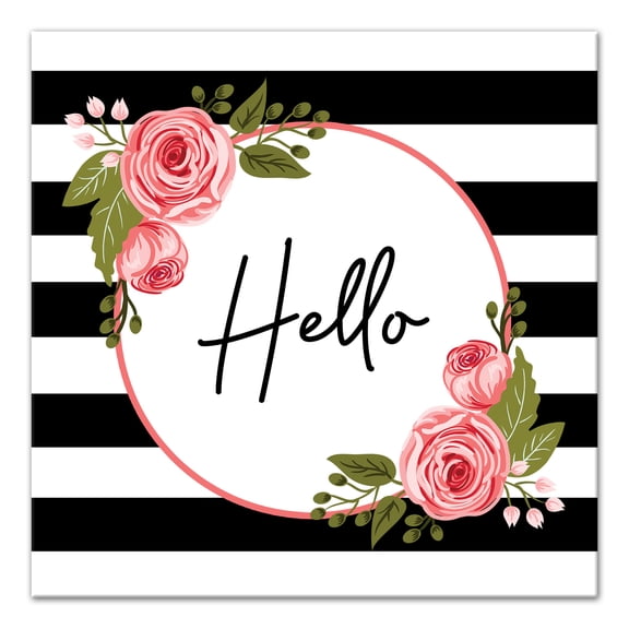 Creative Products Hello Floral Stripes 30x30 Canvas Wall Art