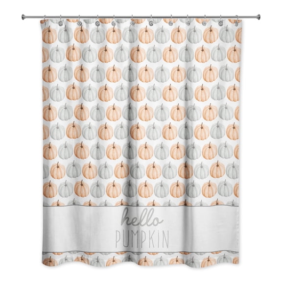 Creative Products Hello Pumpkin Gray and Orange Pumpkin Pattern 71x74 Shower Curtain