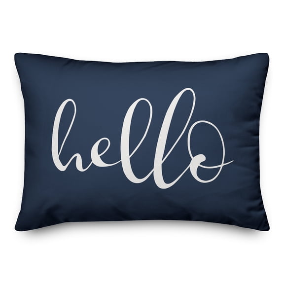 Creative Products Hello Script Navy 14x20 Indoor / Outdoor Pillow