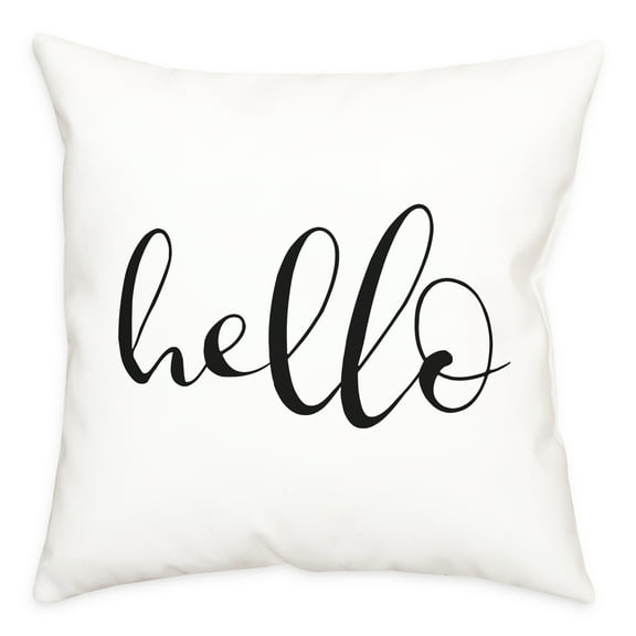 Creative Products Hello Script White and Black 16x16 Indoor / Outdoor Pillow