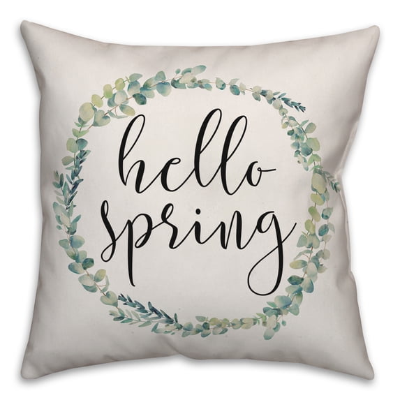 Creative Products Hello Spring Wreath 20x20 Spun Poly Pillow