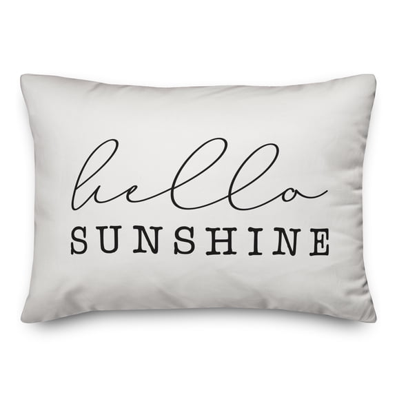 Creative Products Hello Sunshine Script White and Black 14x20 Indoor / Outdoor Pillow