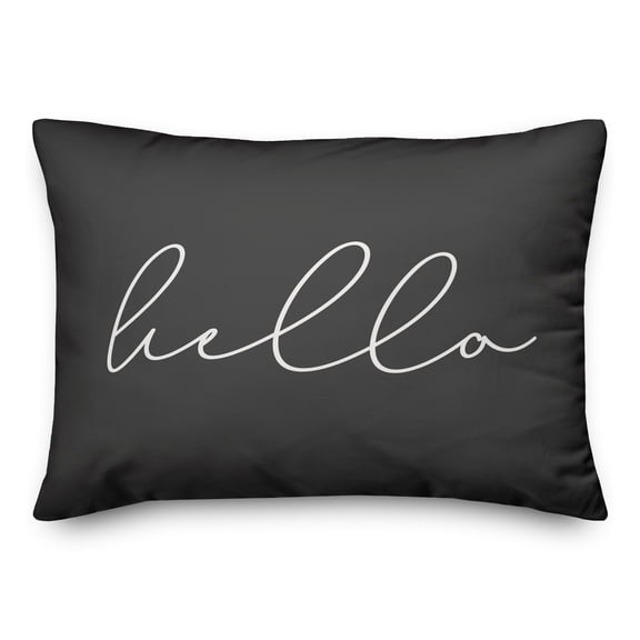 Creative Products Hello Thin Script Black and White 14x20 Indoor / Outdoor Pillow