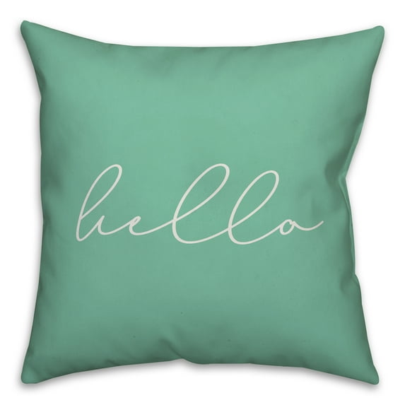 Creative Products Hello Thin Script Mint 16x16 Indoor / Outdoor Pillow