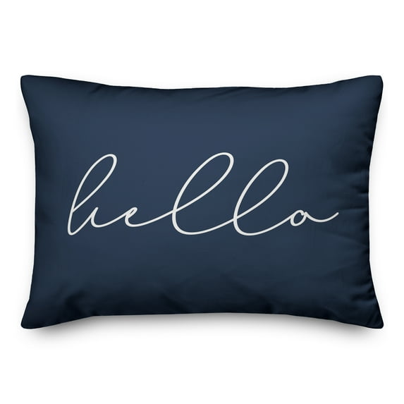 Creative Products Hello Thin Script Navy 14x20 Indoor / Outdoor Pillow