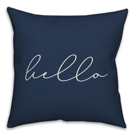 Creative Products Hello Thin Script Navy 16x16 Indoor / Outdoor Pillow