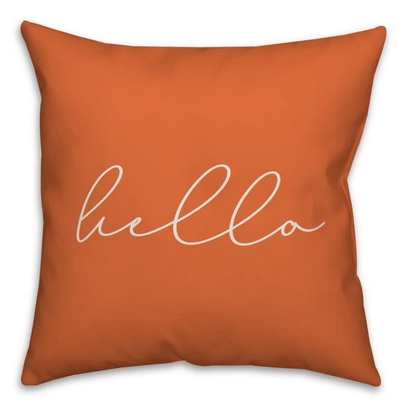 Creative Products Hello Thin Script Orange 16x16 Indoor / Outdoor Pillow