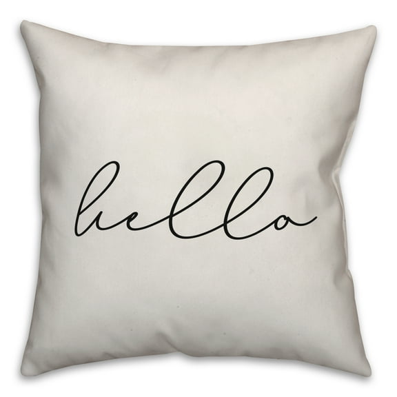 Creative Products Hello Thin Script White and Black 16x16 Indoor / Outdoor Pillow
