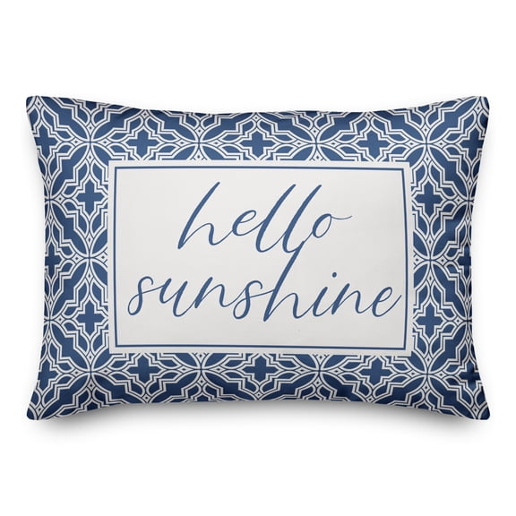 Creative Products Hellow Sunshine Blue and White Geometric Quatrefoils 14x20 Indoor / Outdoor Pillow