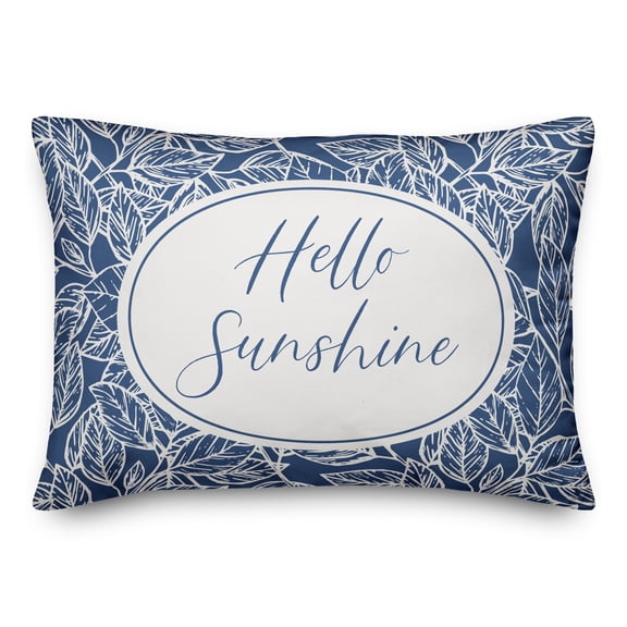 Creative Products Hellow Sunshine Blue and White Leaf Pattern 14x20 Indoor / Outdoor Pillow