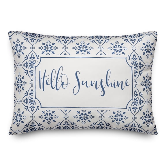 Creative Products Hellow Sunshine Blue and White Medallion Tile Pattern 14x20 Indoor / Outdoor Pillow