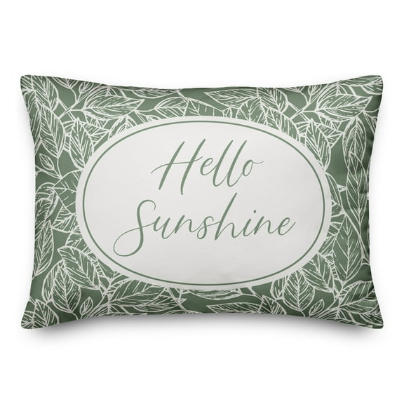 Creative Products Hellow Sunshine Green and White Leaf Pattern 14x20 Indoor / Outdoor Pillow