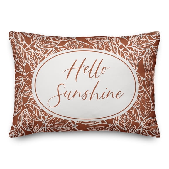 Creative Products Hellow Sunshine Orange and White Leaf Pattern 14x20 Indoor / Outdoor Pillow