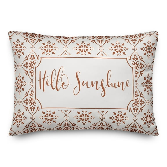 Creative Products Hellow Sunshine Orange and White Medallion Tile Pattern 14x20 Indoor / Outdoor Pillow