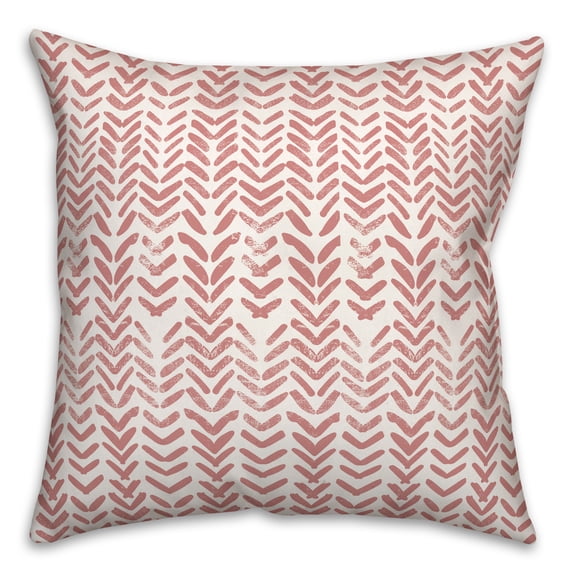 Creative Products Herringbone Print Pink 16 x 16 Indoor / Outdoor Pillow