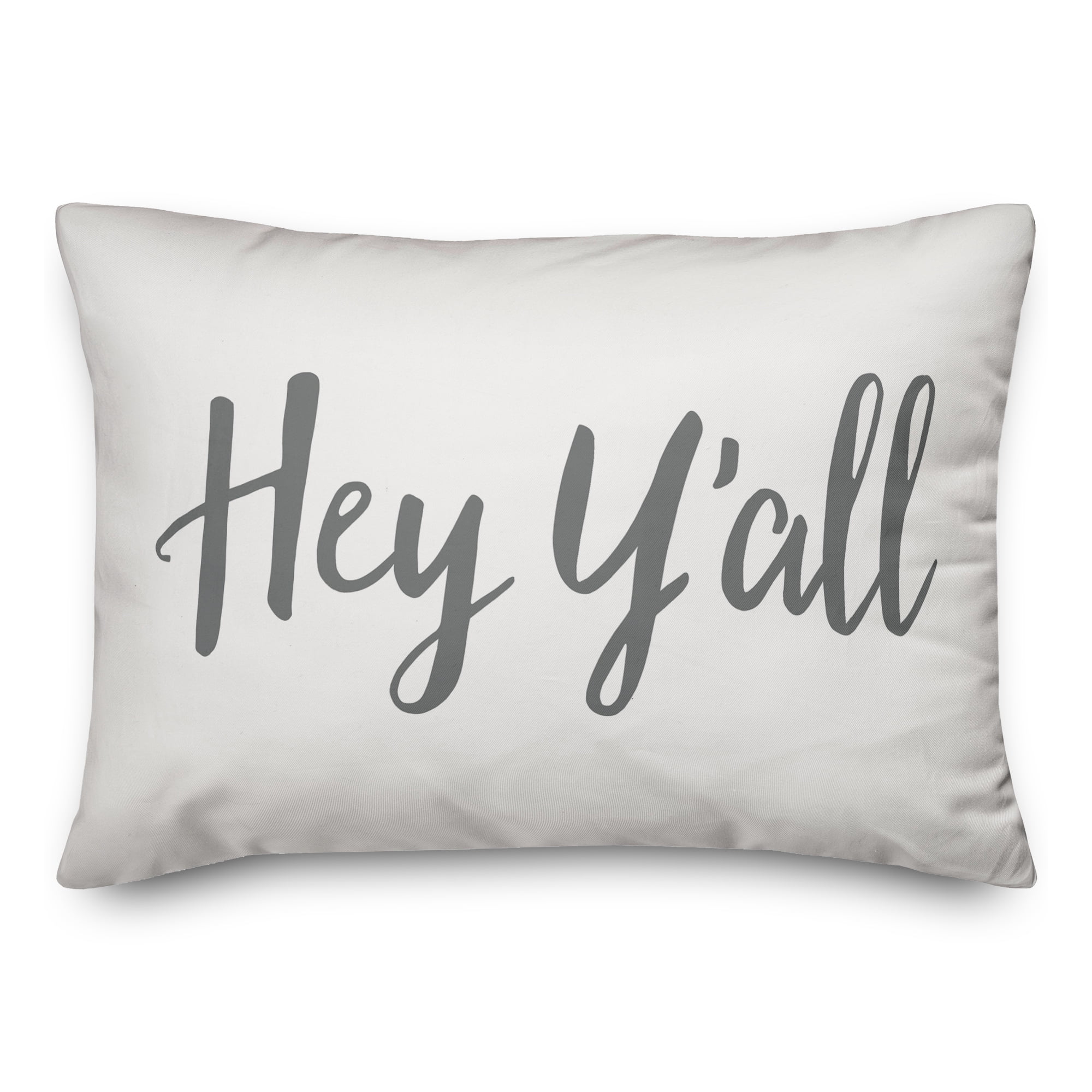 Creative Products Hey Y'all Bold Script White and Grey 14x20 Indoor / Outdoor Pillow