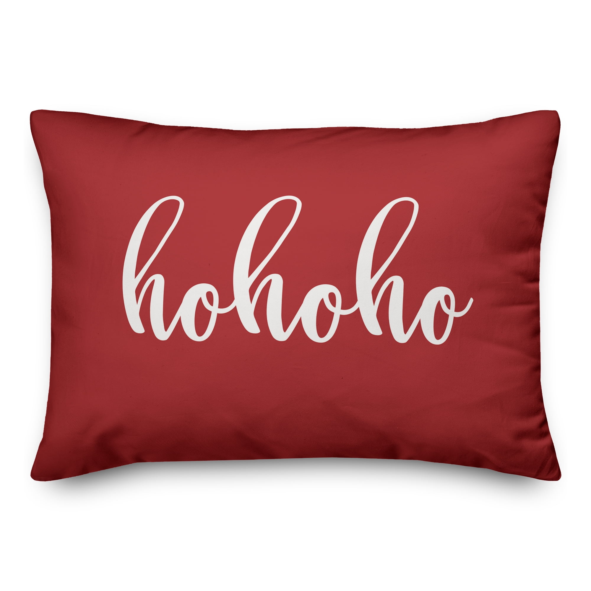 Red and White Spun Polyester Holiday Lumbar Pillow