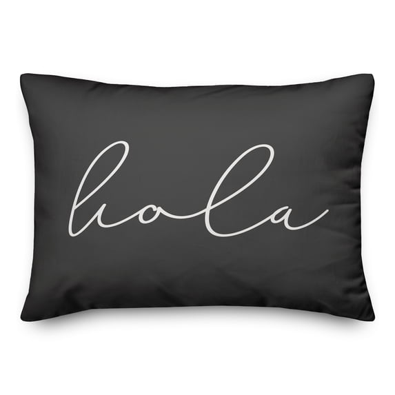Creative Products Hola Thin Script Black and White 14x20 Indoor / Outdoor Pillow