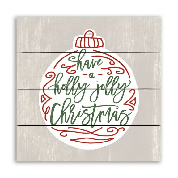 Creative Products Holly Jolly Christmas Script 11.75 x 11.75 Pallet Wood Wall Art