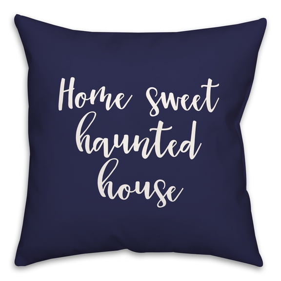Creative Products Home Sweet Haunted House in Navy 18 x 18 Spun Poly Pillow