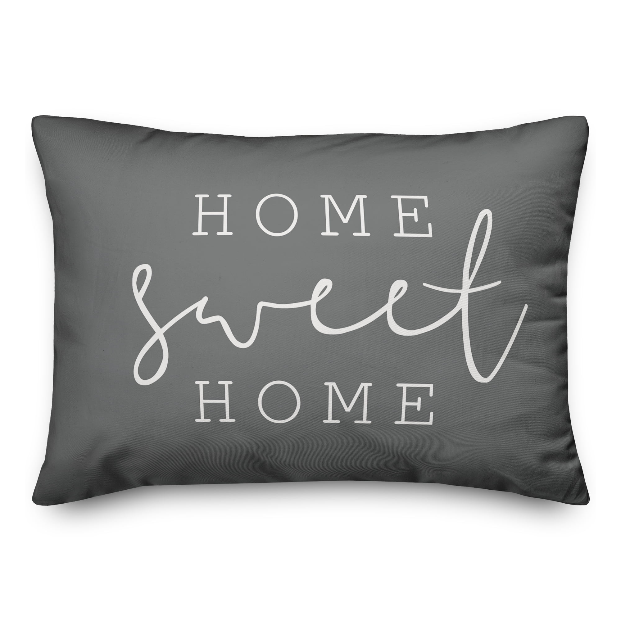 Creative Products Home Sweet Home Thin Script Grey and White 14x20 Indoor / Outdoor Pillow