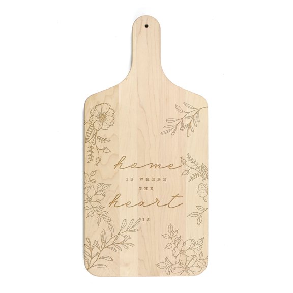 Creative Products Home is Where the Heart Is Floral 8 x 17 Maple Paddle Cutting Board