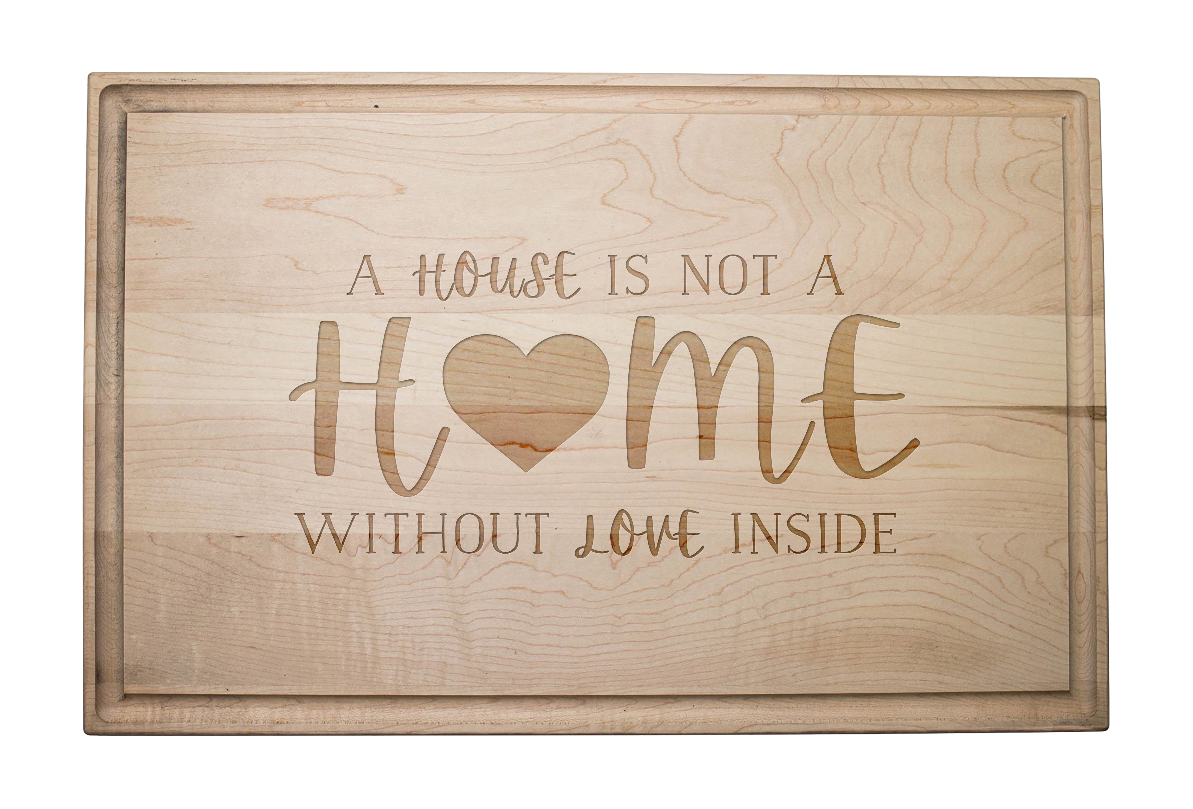 Maple Wood Rectangular Engraved Cutting Board with Love Quote