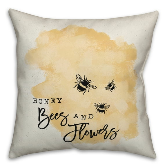 Creative Products Hone Bees And Flowers 16 x 16 Spun Poly Pillow