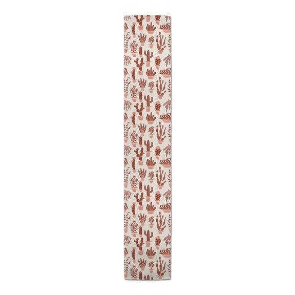 Creative Products Houseplants On Linen Red 4 16 x 72 Poly Twill Table Runner