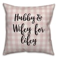 thumbnail image 1 of Creative Products Hubby & Wifey For Lifey in Black Text on Pink Plaid 16x16 Spun Poly Pillow, 1 of 2