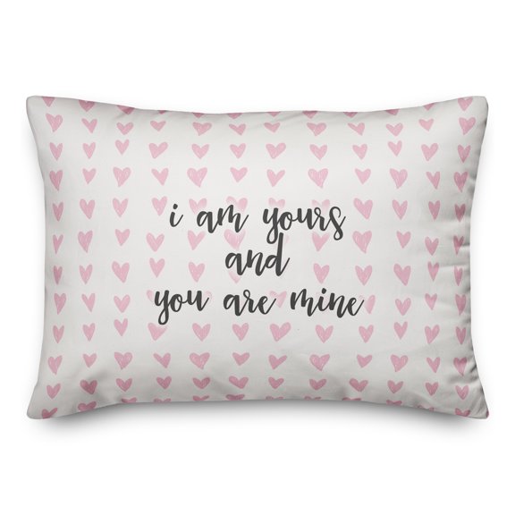 Creative Products I Am Yours And You Are Mine in Pink Hearts Pattern 14x20 Spun Poly Pillow