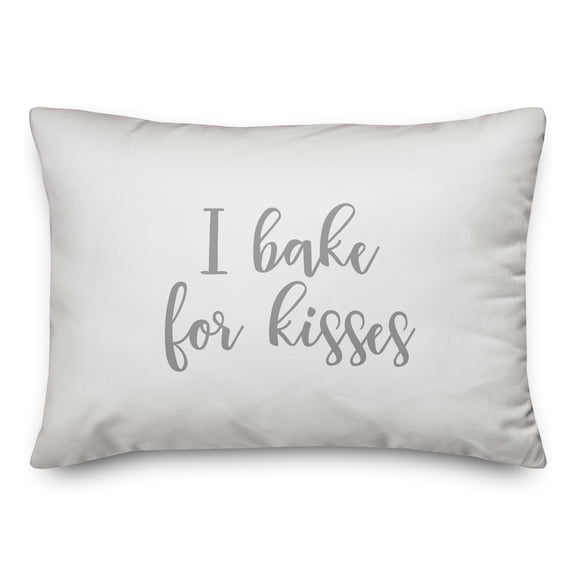 Creative Products I Bake For Kisses in Gray on White 14x20 Spun Poly Pillow