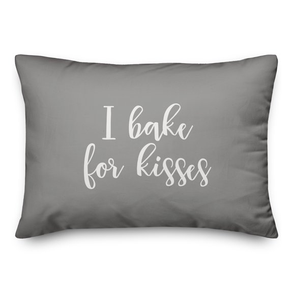 Creative Products I Bake For Kisses in White on Gray 14x20 Spun Poly Pillow
