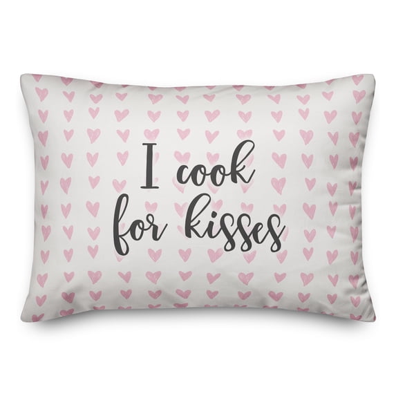 Creative Products I Cook For Kisses in Pink Hearts Pattern 14x20 Spun Poly Pillow